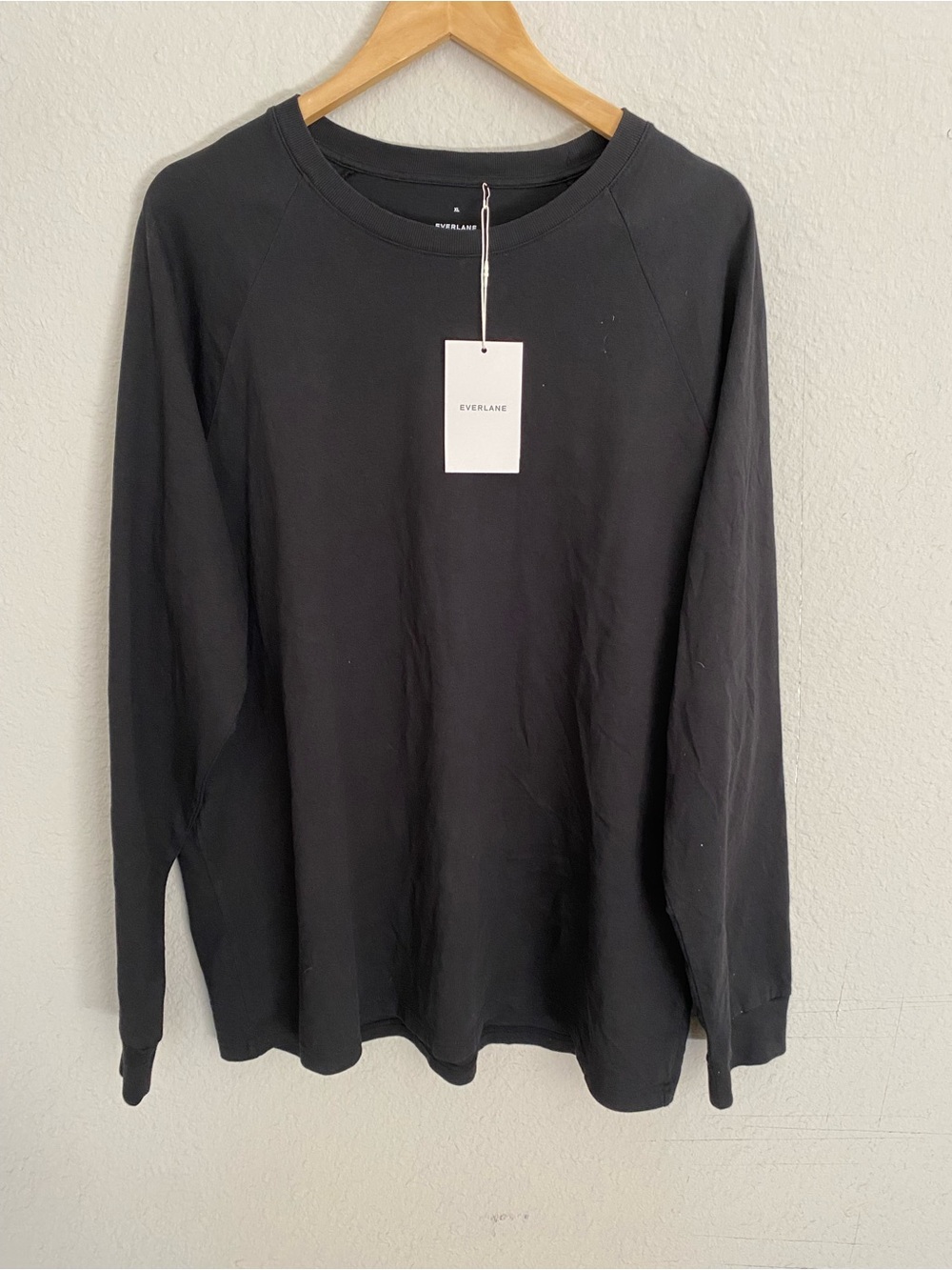 Everlane Men’s Black Long-Sleeve Crew Shirt Size XL Organic Cotton NWT